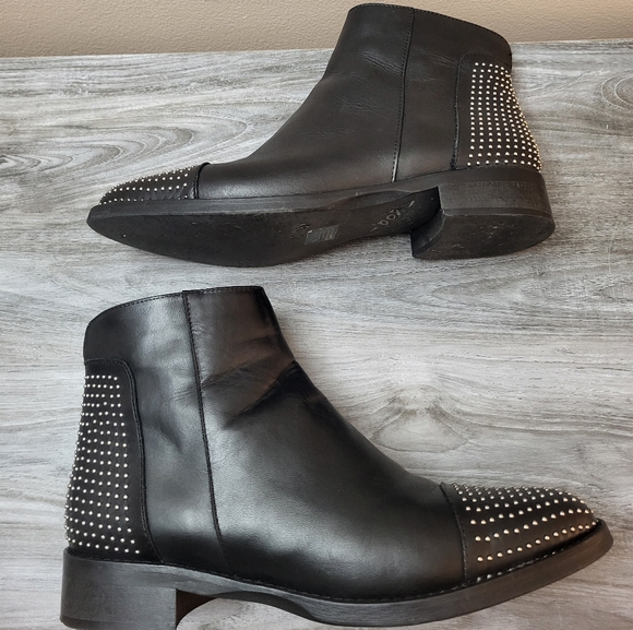 Stelle Monelle Studded Black Leather Ankle Boots Size 40 - Picture 7 of 13